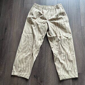 By PARRA Flowing Stripes Tan Pants Size XL - Elastic Waist, Baggy Fit